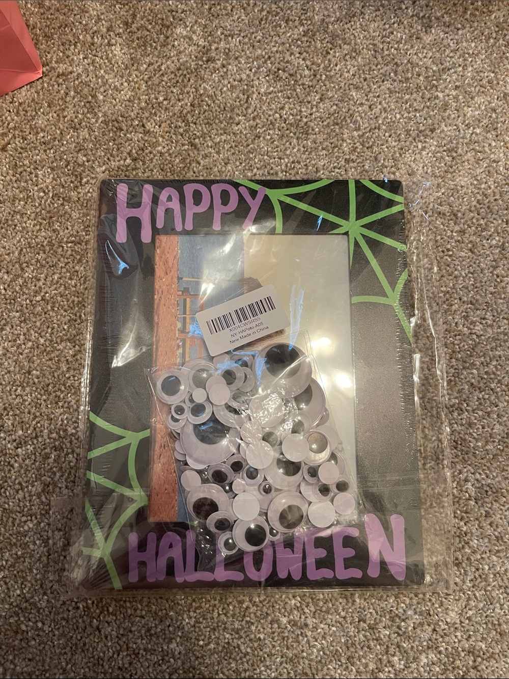 Happy Halloween Googly Eye Frame - Black & Purple